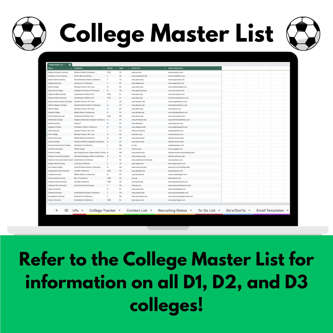 Ultimate College Athletic Recruiting Spreadsheet | Google Sheet