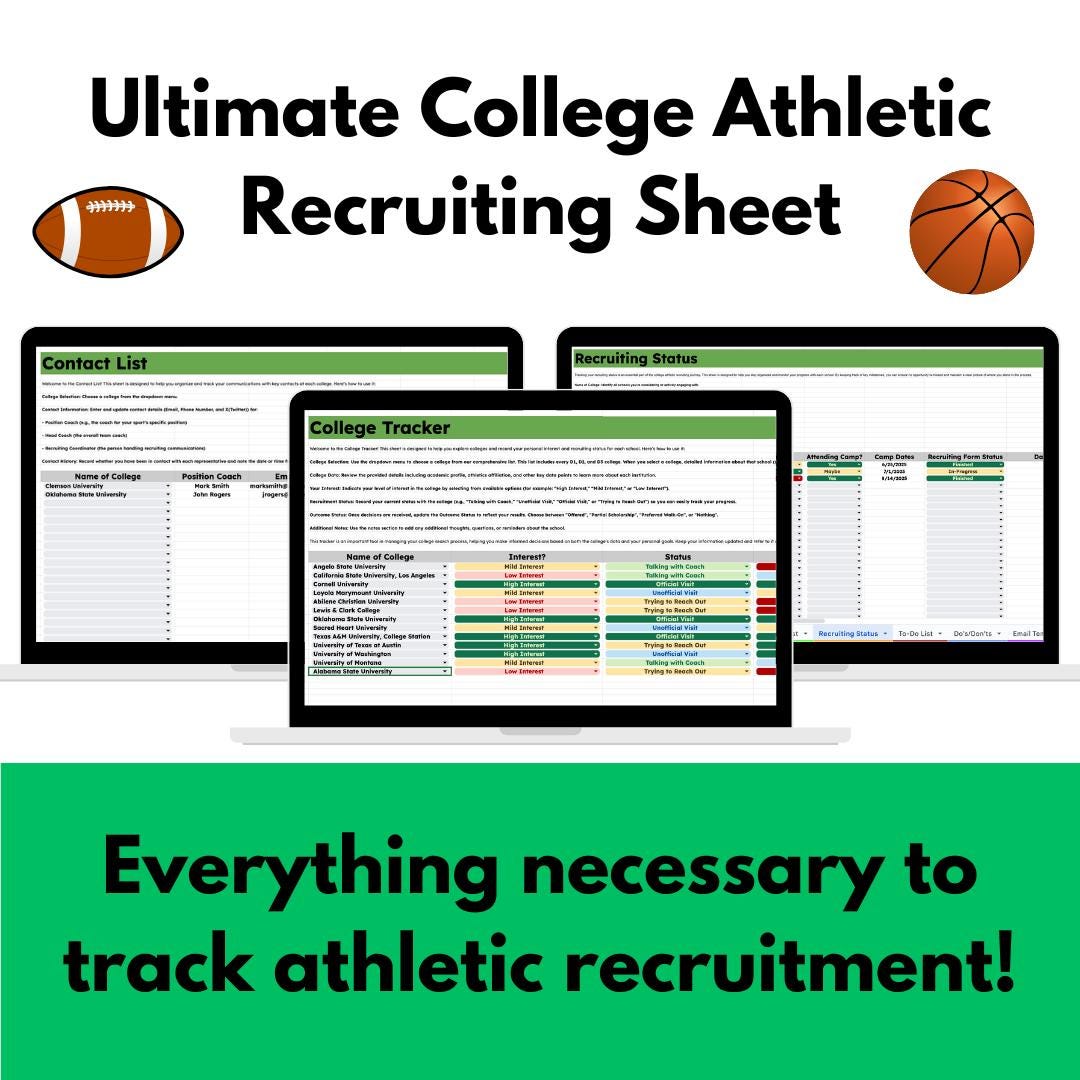 Ultimate College Athletic Recruiting Spreadsheet | Google Sheet