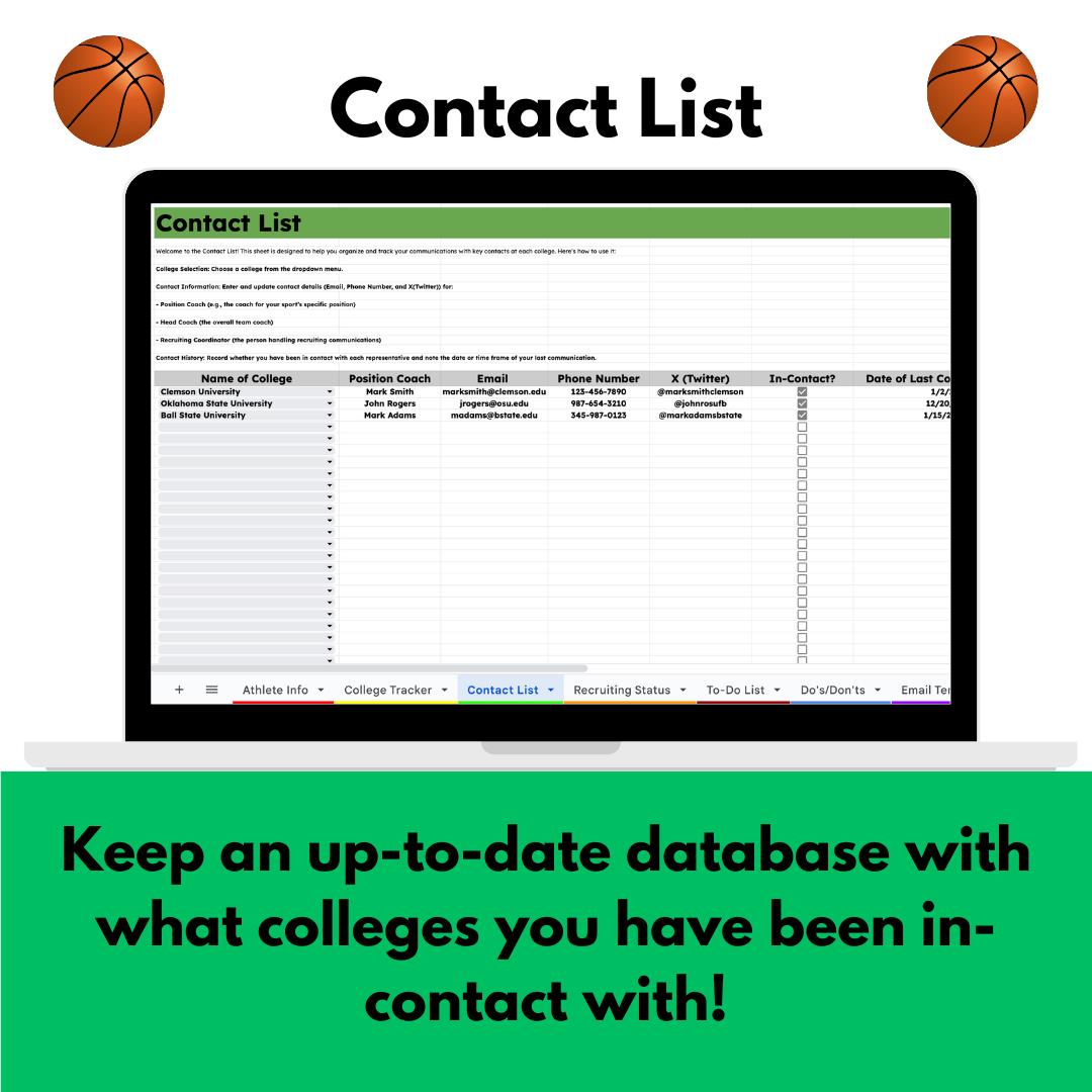 Ultimate College Athletic Recruiting Spreadsheet | Google Sheet