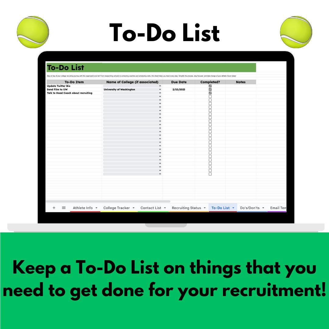 Ultimate College Athletic Recruiting Spreadsheet | Google Sheet